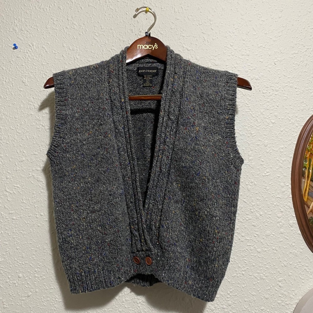 Joan Vass Charcoal Gray Knit Sleeveless Vest
